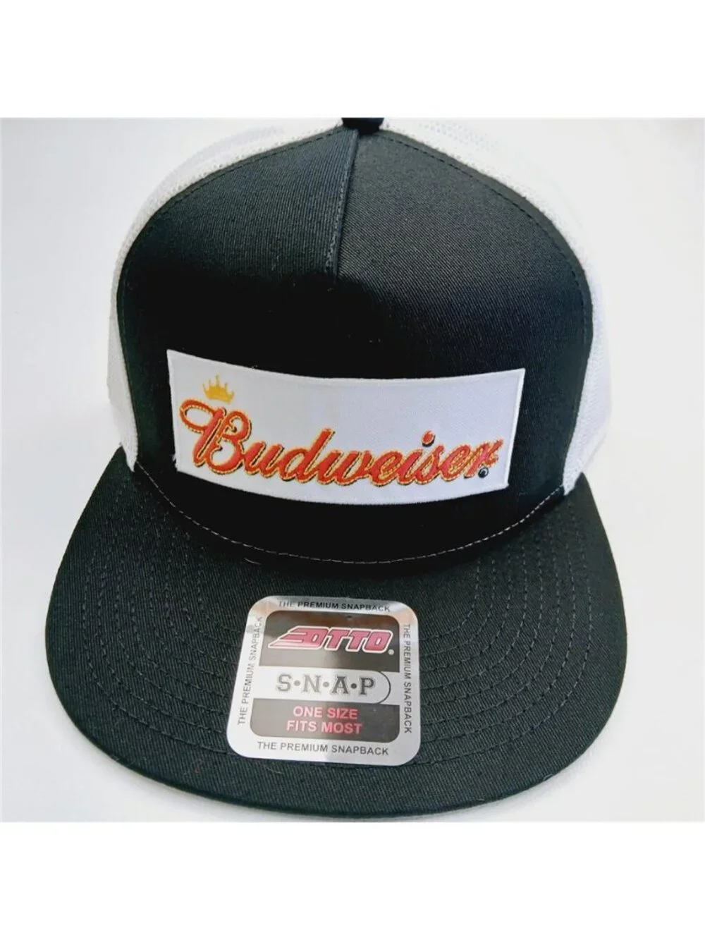 Retro King Of Beers Embroidered Patch Trucker Hat Black White OTTO Cap New 80s